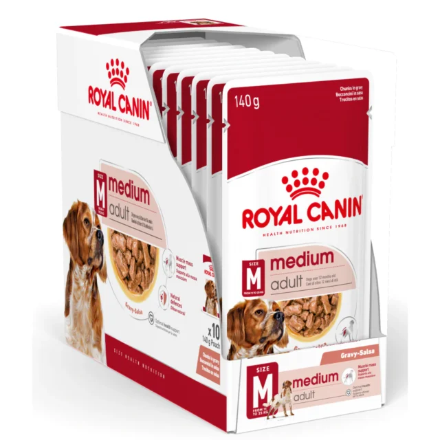 Royal Canin Medium Adult Gravy Dog Wet Food (10x140g)