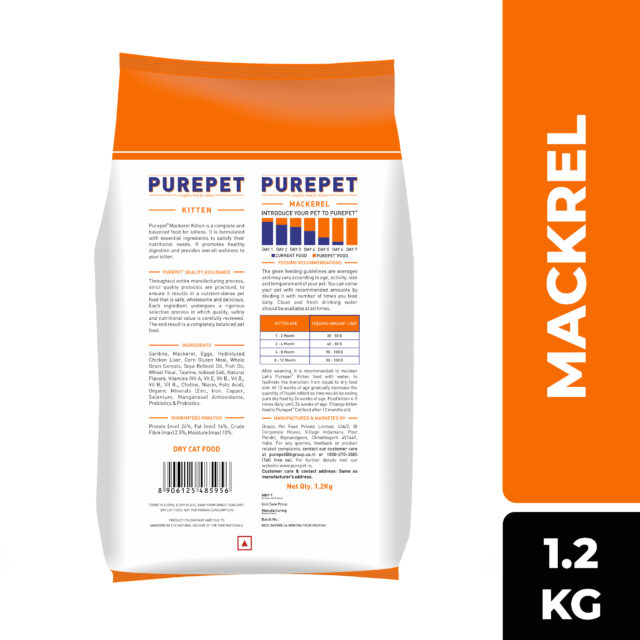 Purepet Kitten Mackerel Dry Cat Food – 1.2 kg - Image 2